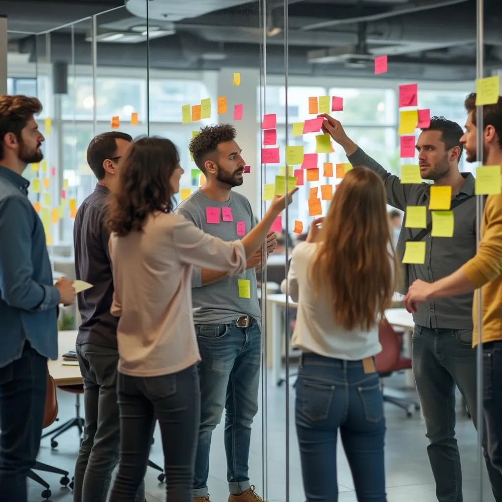 Équipe participant à un atelier de brainstorming